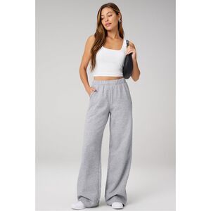 Fabletics Cozy Fleece Wide Leg Sweatpants Heathered Grey XL Lounge #784